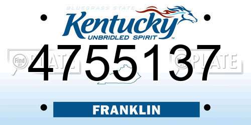 4755137 Kentucky License Plate