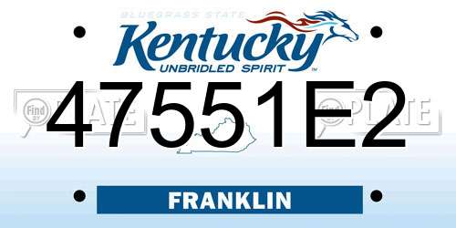47551E2 Kentucky License Plate