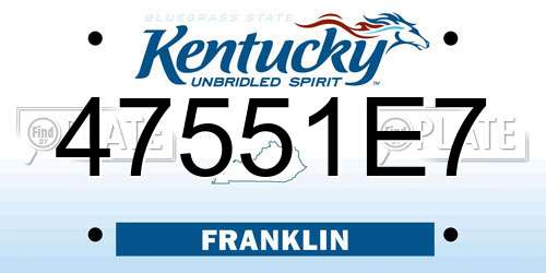 47551E7 Kentucky License Plate