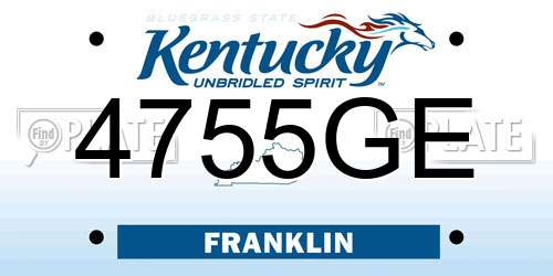 4755GE Kentucky License Plate