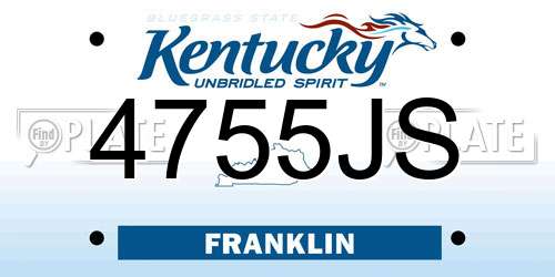 4755JS Kentucky License Plate