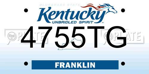 4755TG Kentucky License Plate