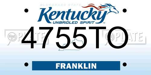 4755TO Kentucky License Plate