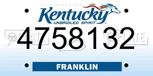 4758132 Kentucky License Plate
