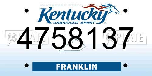 4758137 Kentucky License Plate