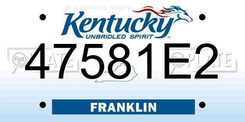 47581E2 Kentucky License Plate
