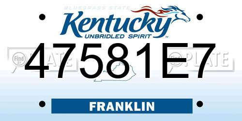 47581E7 Kentucky License Plate
