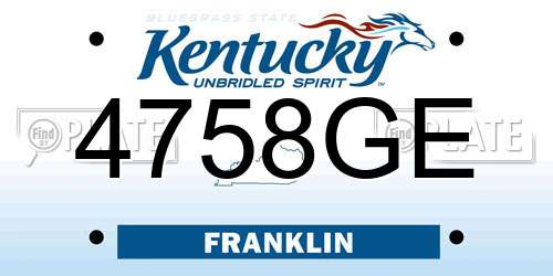4758GE Kentucky License Plate