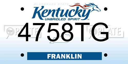 4758TG Kentucky License Plate