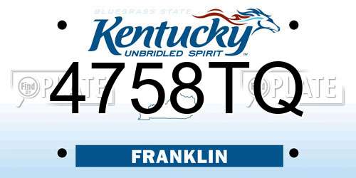 4758TQ Kentucky License Plate