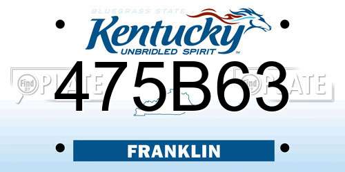 475B63 Kentucky License Plate