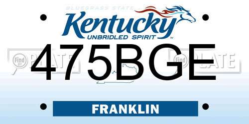 475BGE Kentucky License Plate