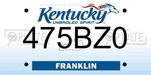 475BZ0 Kentucky License Plate