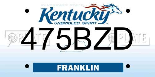 475BZD Kentucky License Plate
