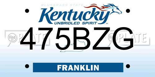475BZG Kentucky License Plate