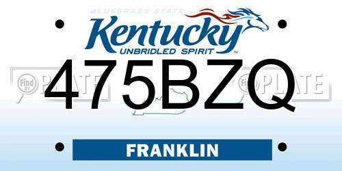 475BZQ Kentucky License Plate