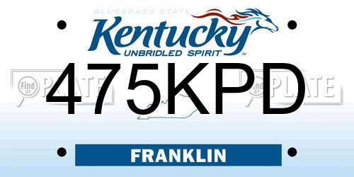 475KPD Kentucky License Plate
