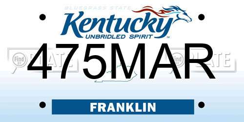 475MAR Kentucky License Plate