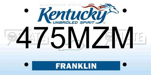 475MZM Kentucky License Plate