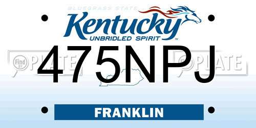 475NPJ Kentucky License Plate