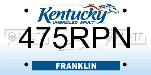 475RPN Kentucky License Plate