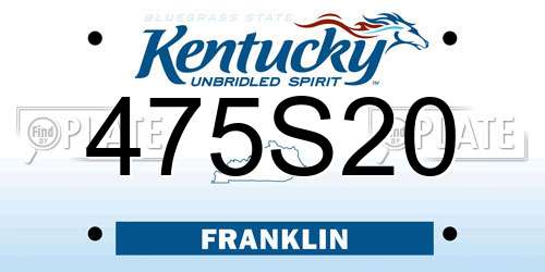 475S20 Kentucky License Plate