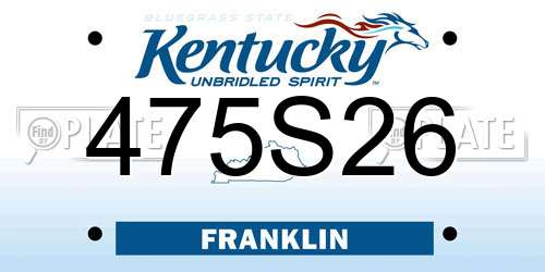 475S26 Kentucky License Plate