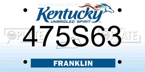 475S63 Kentucky License Plate