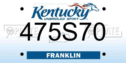 475S70 Kentucky License Plate
