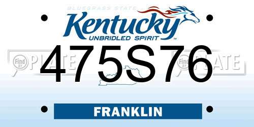 475S76 Kentucky License Plate