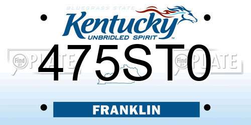 475ST0 Kentucky License Plate