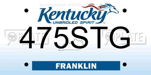 475STG Kentucky License Plate