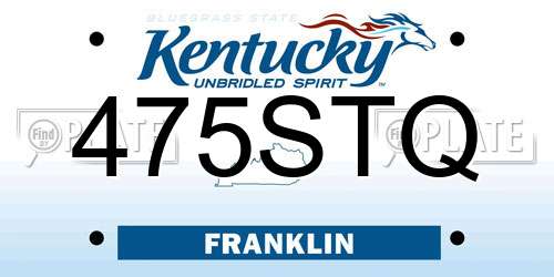 475STQ Kentucky License Plate