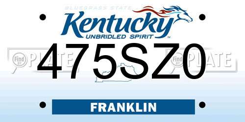 475SZ0 Kentucky License Plate