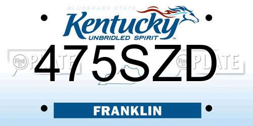 475SZD Kentucky License Plate