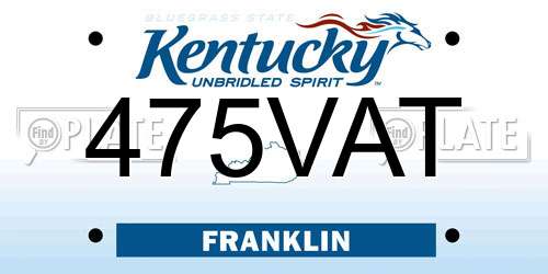 475VAT Kentucky License Plate