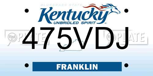 475VDJ Kentucky License Plate
