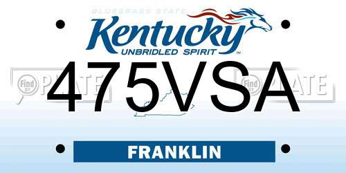 475VSA Kentucky License Plate