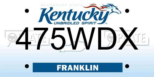 475WDX Kentucky License Plate
