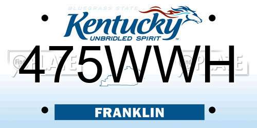 475WWH Kentucky License Plate