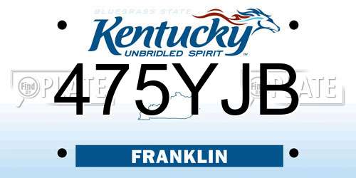 475YJB Kentucky License Plate