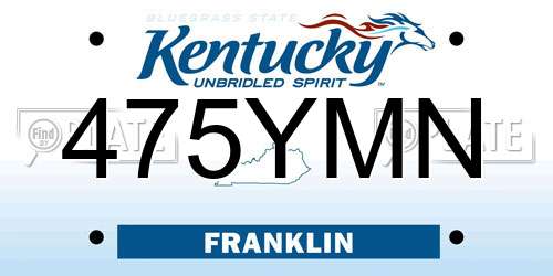 475YMN Kentucky License Plate