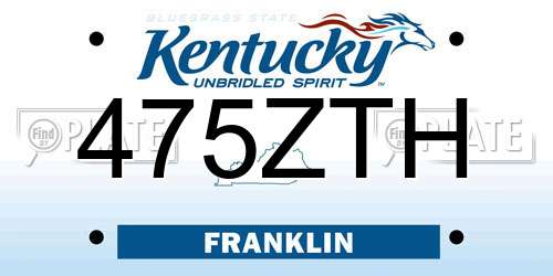 475ZTH Kentucky License Plate