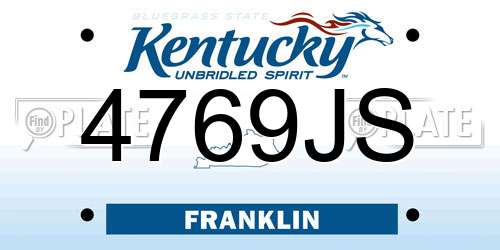 4769JS Kentucky License Plate