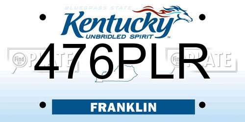 476PLR Kentucky License Plate