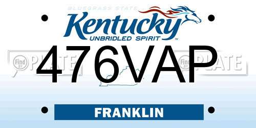 476VAP Kentucky License Plate