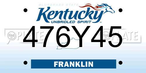 476Y45 Kentucky License Plate