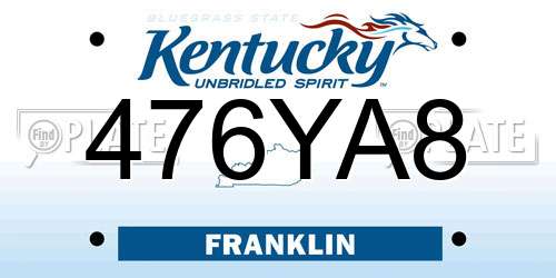 476YA8 Kentucky License Plate