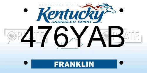 476YAB Kentucky License Plate