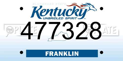477328 Kentucky License Plate